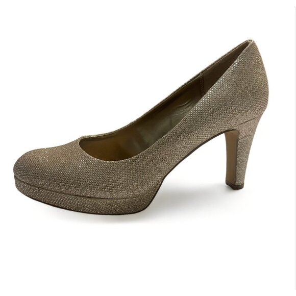 Aukis Women's Sparkly Gold High Heels - Size 9.5 - Picture 3 of 14